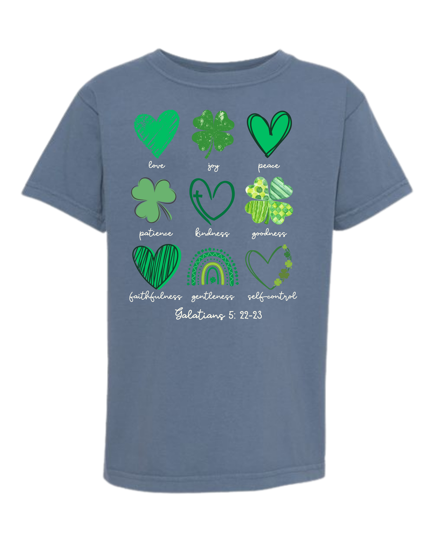 Galatians 5 - St Patrick's Day - Comfort Colors - Heavyweight Youth Tee - Neutral Colors & Blues
