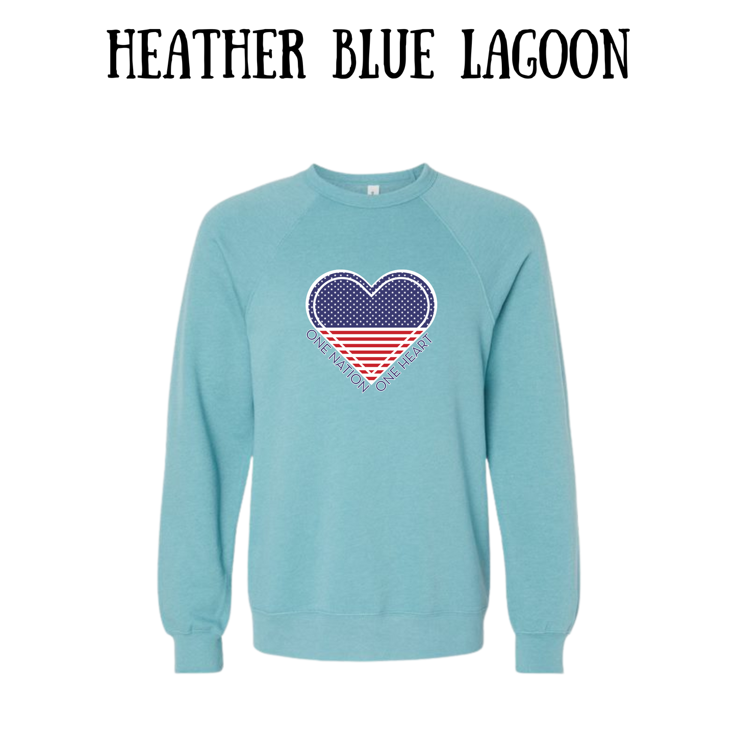 PP - One Nation One Heart - Sponge Fleece Raglan Sweatshirt - Blues, Purples
