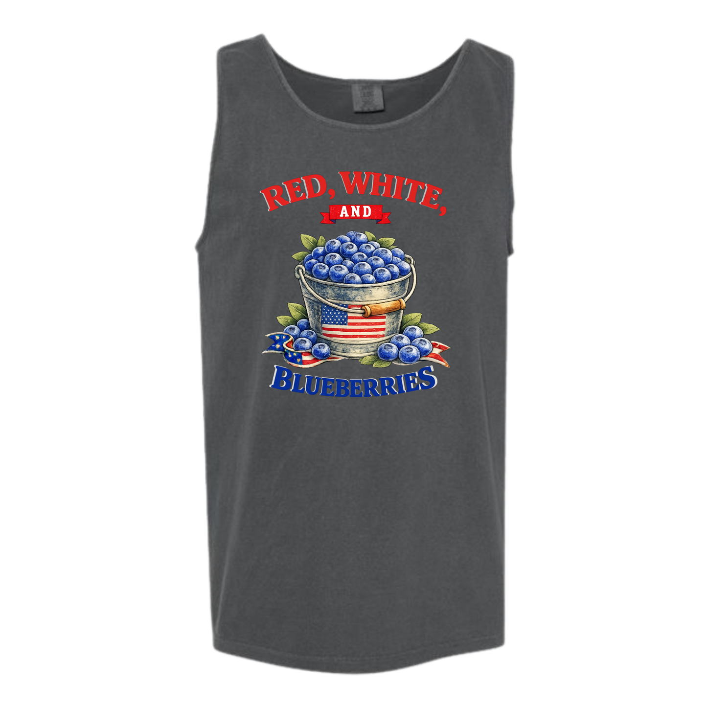 Red, White, And Blueberries - Comfort Colors - Unisex Tank - Neutral Colors & Blues