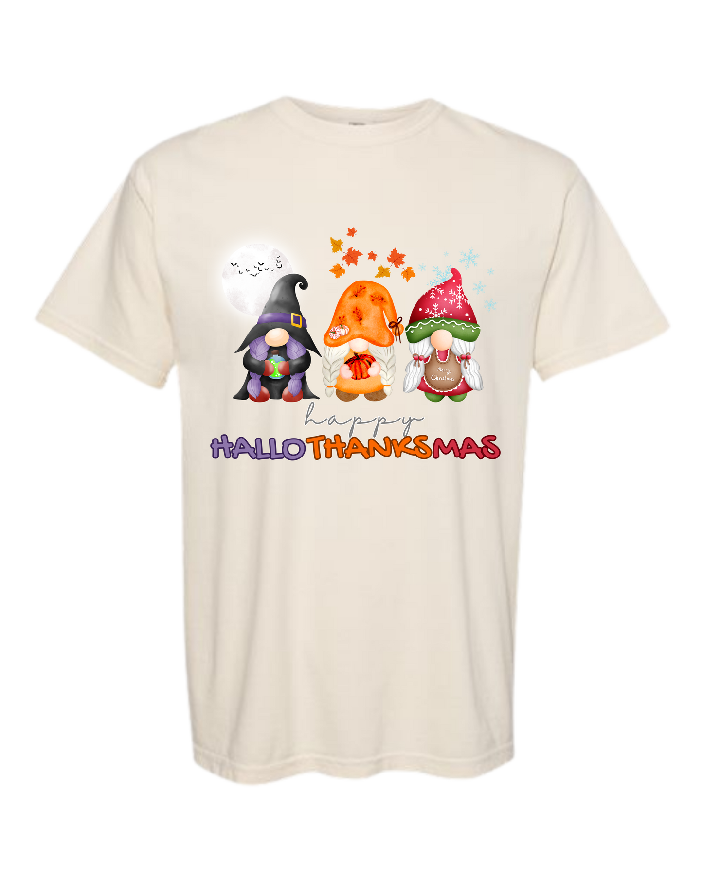 Happy HalloThanksMas Gnomes- Comfort Colors - Heavyweight Unisex Tee - Neutrals