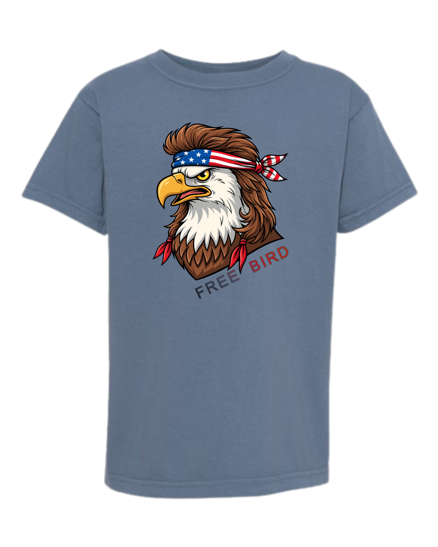 Rockin Free Bird - Comfort Colors - Heavyweight Youth Tee - Neutral Colors & Blues