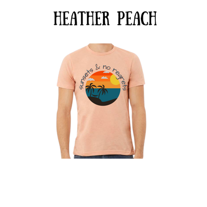 VP - Sunsets & No Regrets - Unisex Tee - Yellows, Oranges, Reds