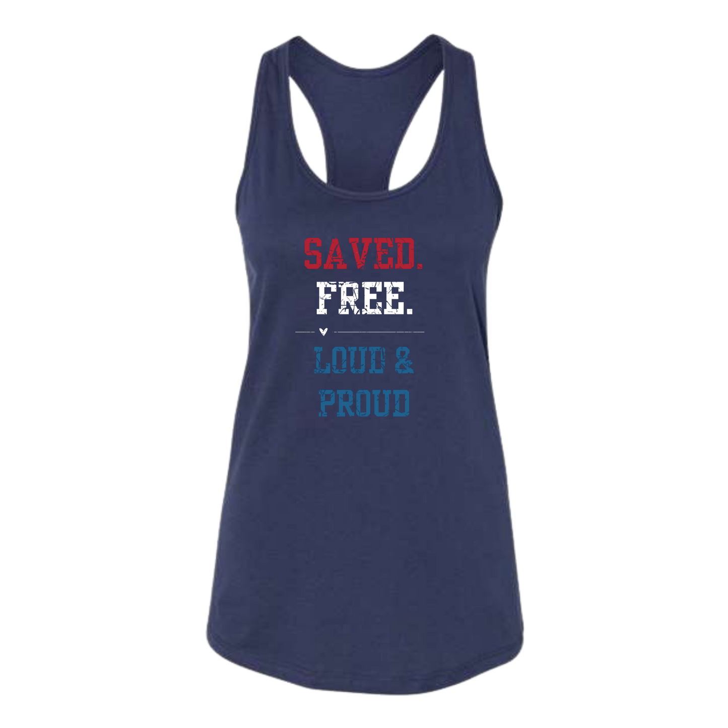 Saved. Free. Loud & Proud - Bella+Canvas - Women's Jersey Racerback Tank