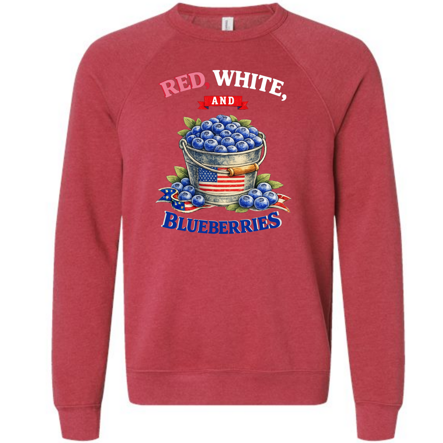 Red, White, And Blueberries - Sponge Fleece Raglan Sweatshirt - Assorted Colors