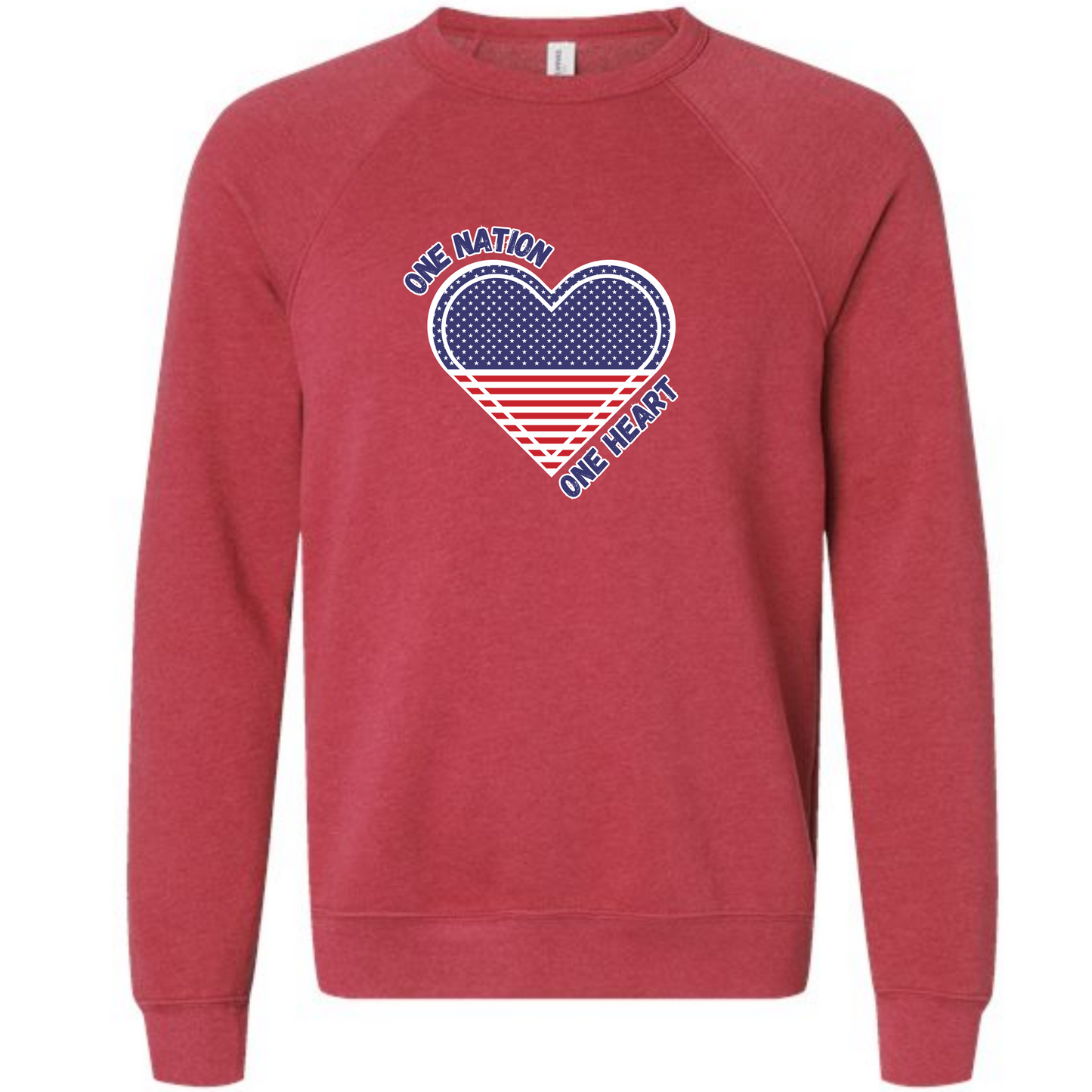 One Nation One Heart - Sponge Fleece Raglan Sweatshirt - Assorted Colors