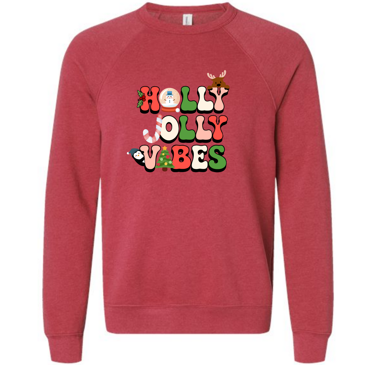 Holly Jolly Vibes - Sponge Fleece Raglan Sweatshirt - Assorted Colors