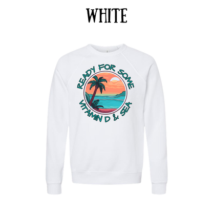 VP - Ready For Some Vitamin D & Sea - Sponge Fleece Raglan Sweatshirt - Greens, Neutrals