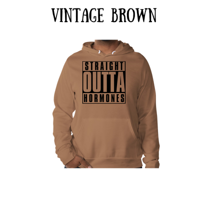 straight outta hormones- sponge fleece hoodie - greens, neutrals