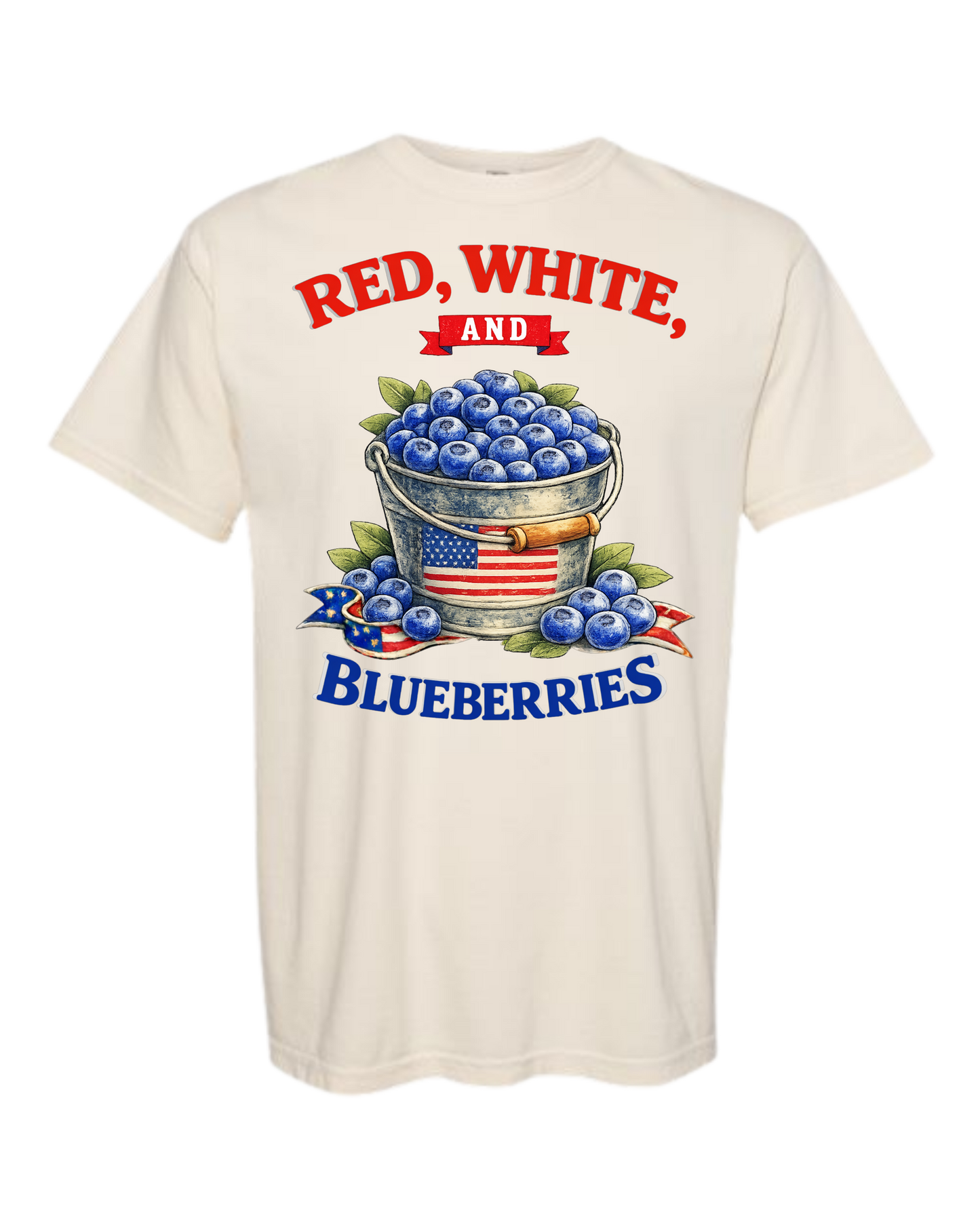 Red, White, And Blueberries - Comfort Colors - Heavyweight Unisex Tee - Neutral Colors