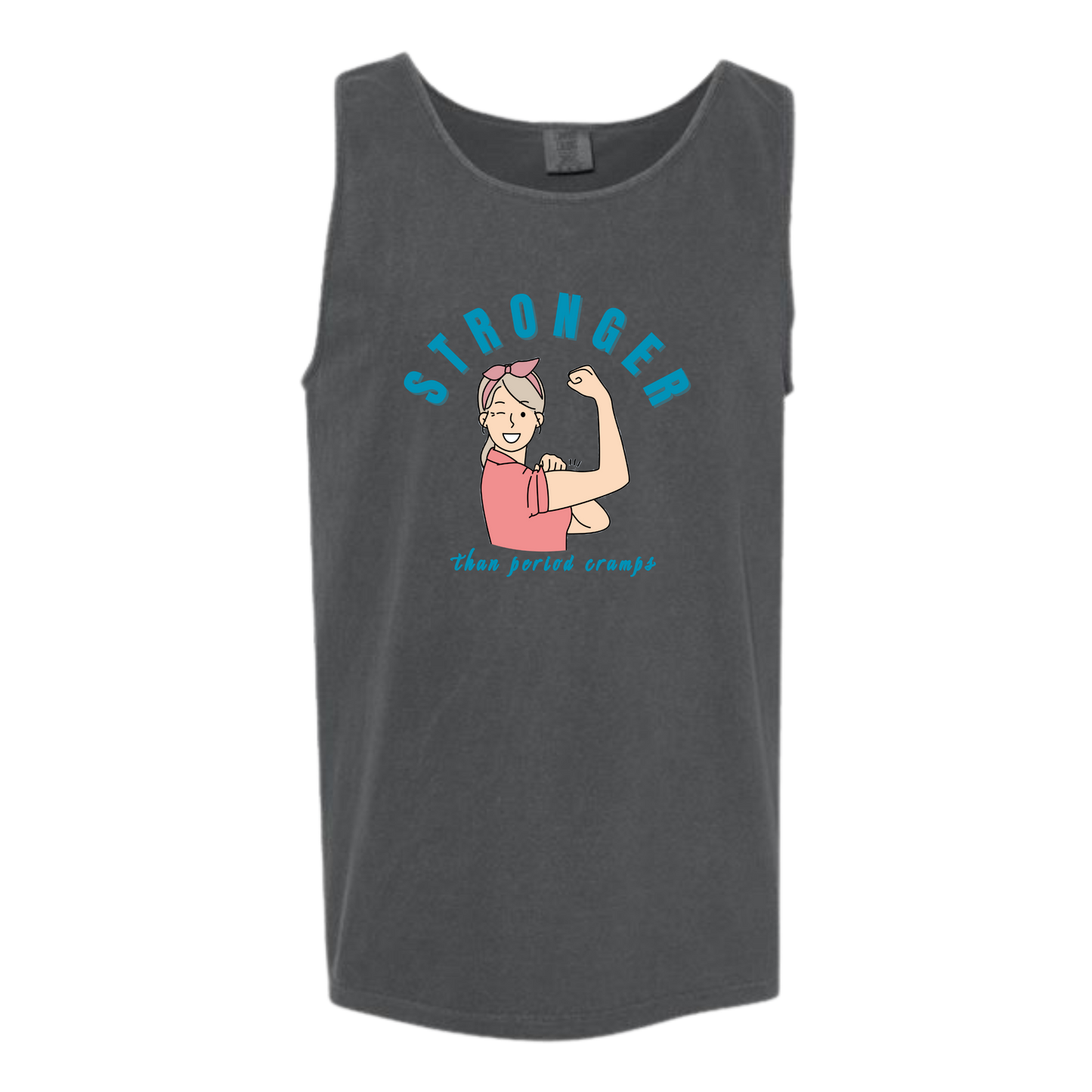 Stronger Than Period Cramps - Comfort Colors - Unisex Tank - Neutral Colors & Blues