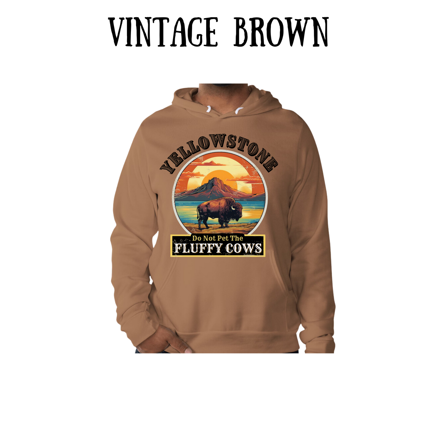 CP - Yellowstone: Fluffy Cows - Sponge Fleece Hoodie - Greens, Neutrals