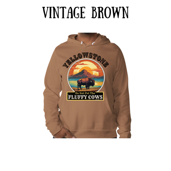 CP - Yellowstone: Fluffy Cows - Sponge Fleece Hoodie - Greens, Neutrals