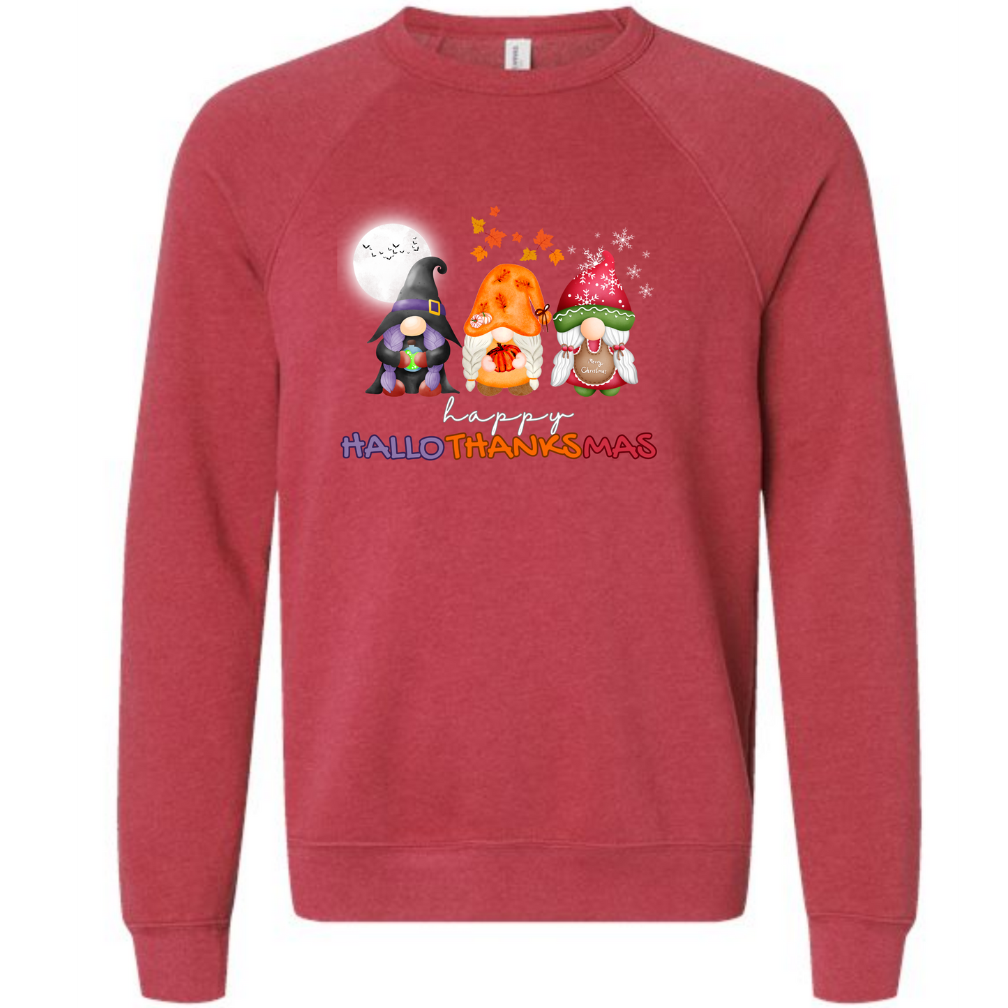 Happy Hallothanksmas Gnomes - Sponge Fleece Raglan Sweatshirt - Assorted Colors