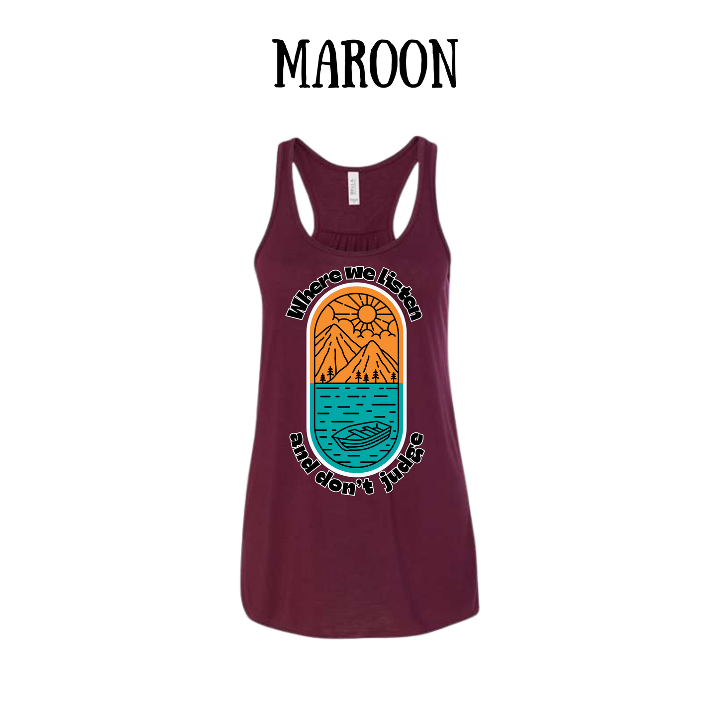 CP - Where We Listen and Don't Judge - Women's Flowy Racerback Tank