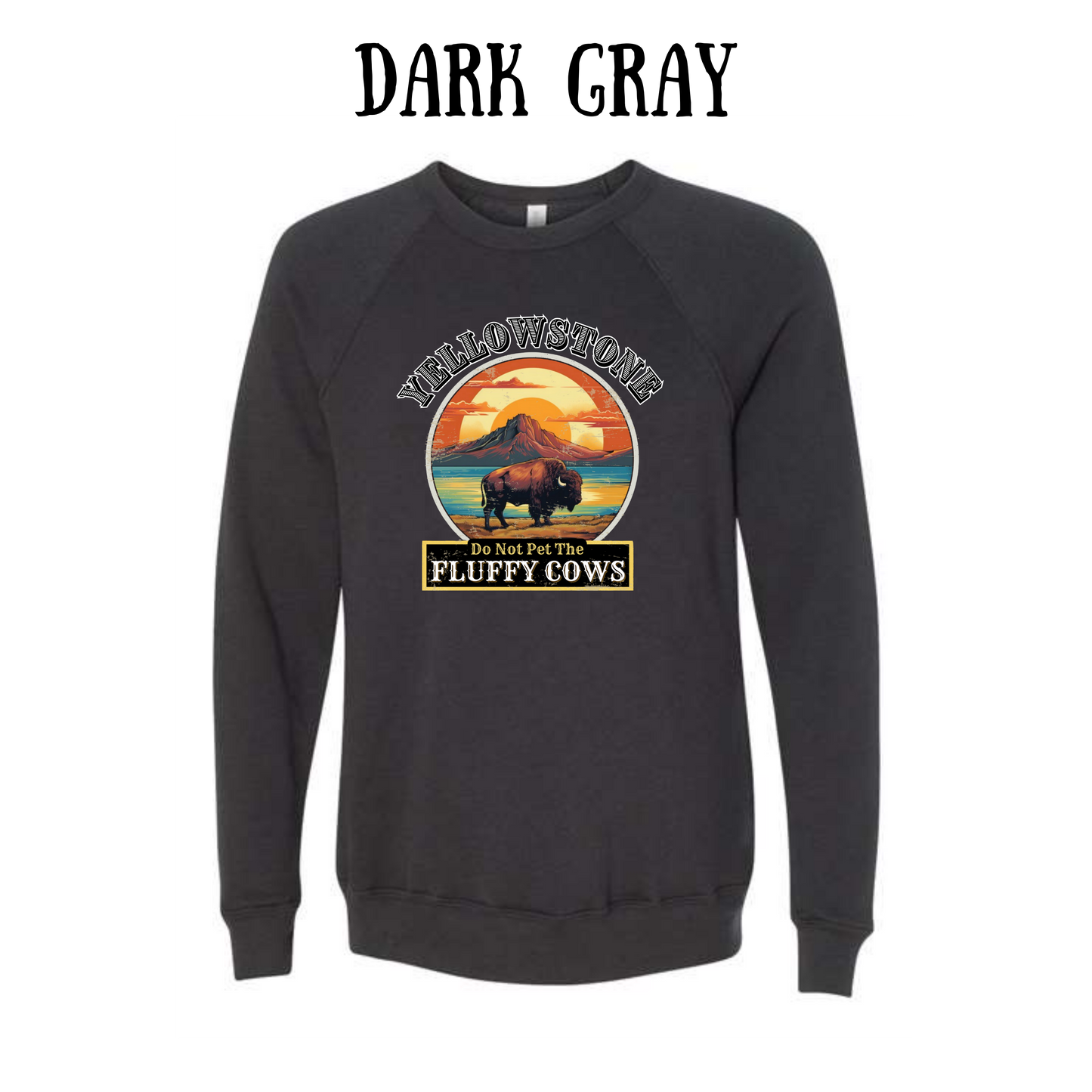 CP - Yellowstone: Fluffy Cows - Sponge Fleece Raglan Sweatshirt - Greens, Neutrals