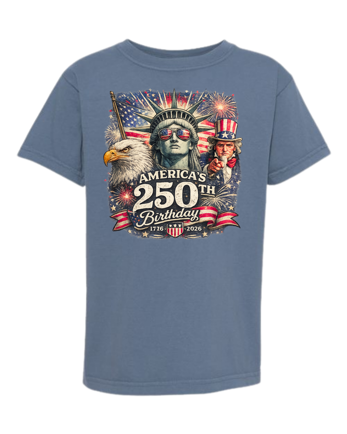 America's 250th Birthday - Comfort Colors - Heavyweight Youth Tee - Neutral Colors & Blues