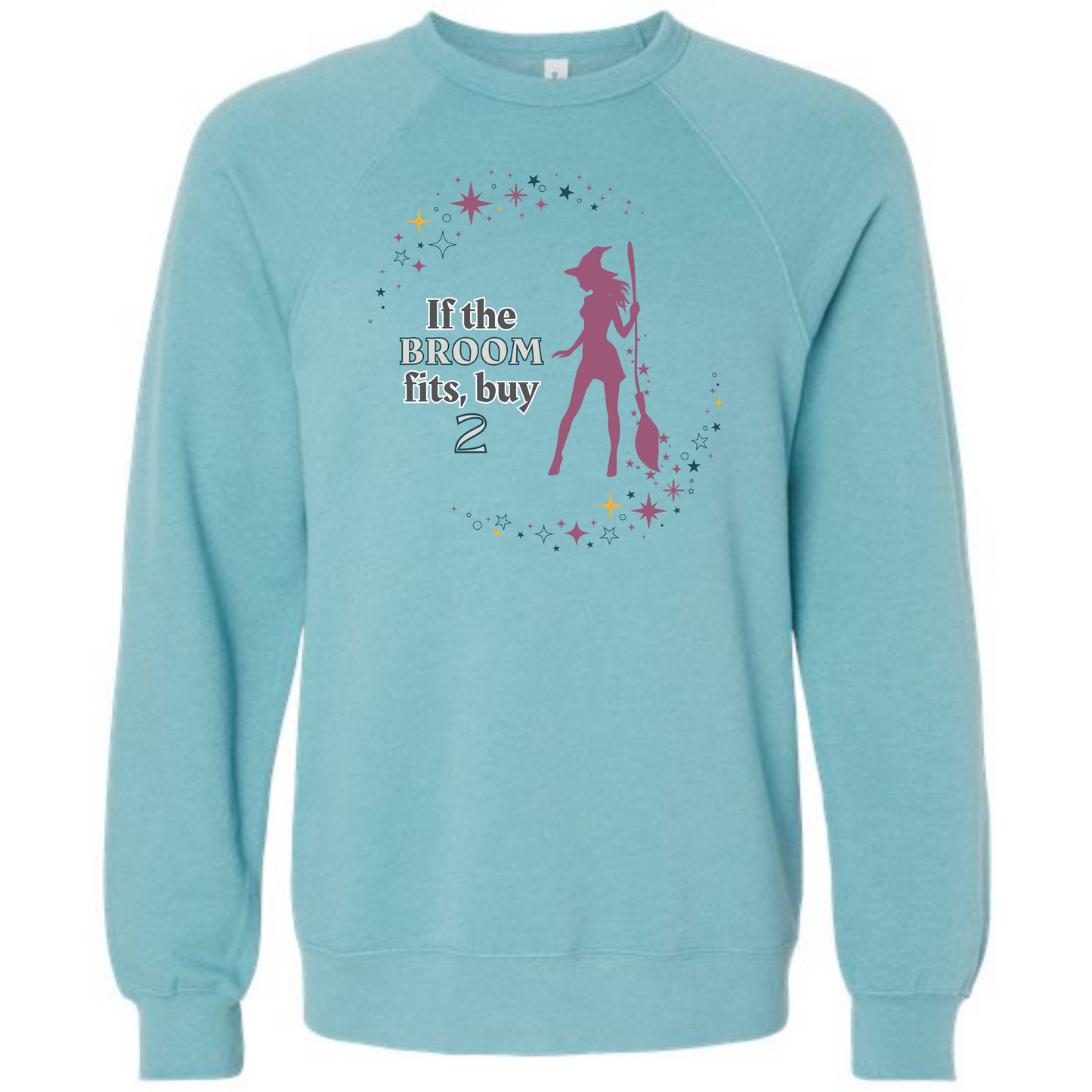 If The Broom Fits - Sponge Fleece Raglan Sweatshirt - Blues, Purples