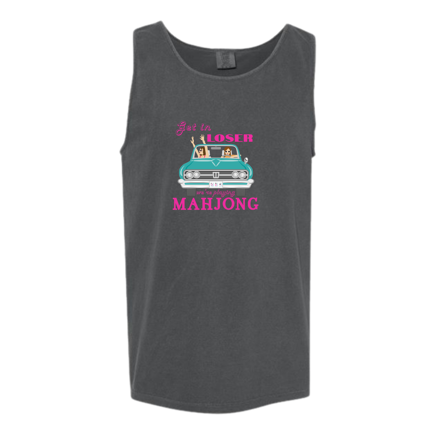 Get in Loser We're Playing Mahjong - Comfort Colors - Unisex Tank - Neutral Colors & Blues