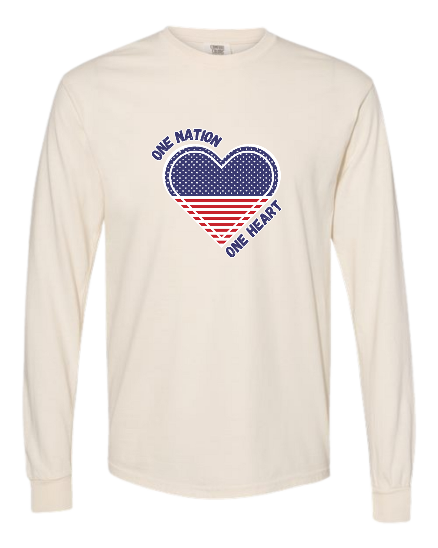 One Nation One Heart - Comfort Colors - Heavyweight Long Sleeve Tee - Neutral Colors