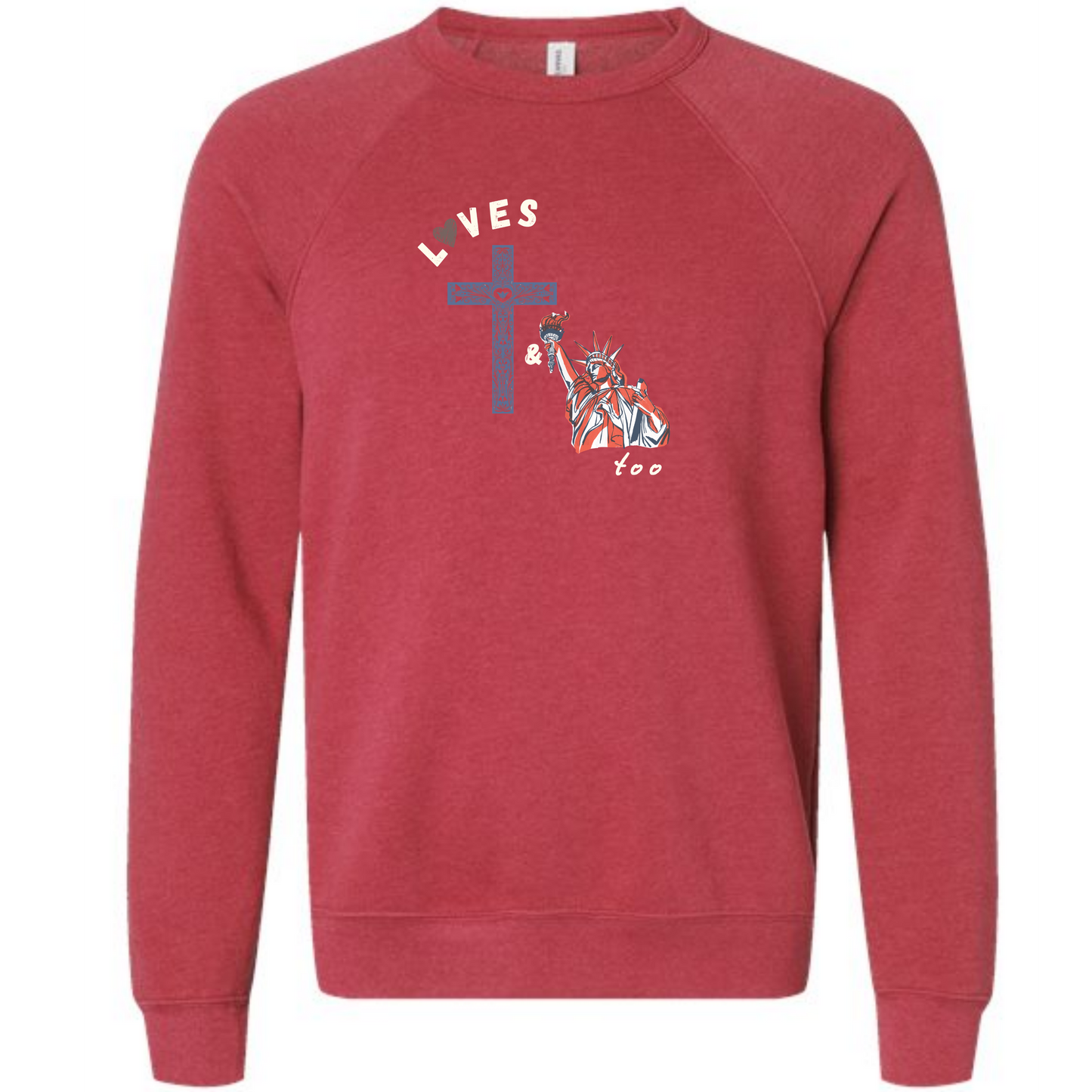 Loves Jesus & America too - Sponge Fleece Raglan Sweatshirt - Assorted Colors