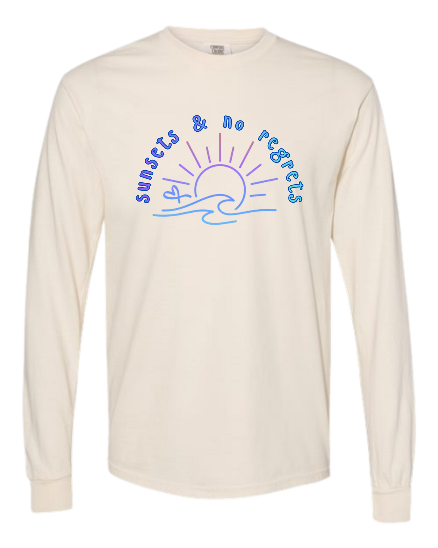 Sunsets & No Regrets - Comfort Colors - Heavyweight Long Sleeve Tee - Neutral Colors