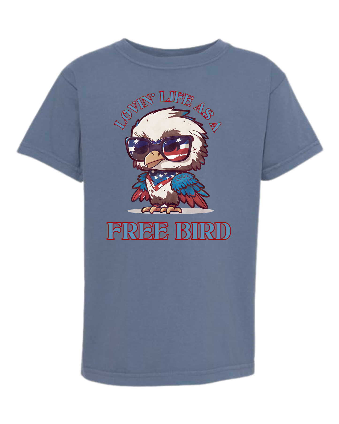 Lovin' Life as a Free Bird - Comfort Colors - Heavyweight Youth Tee - Neutral Colors & Blues