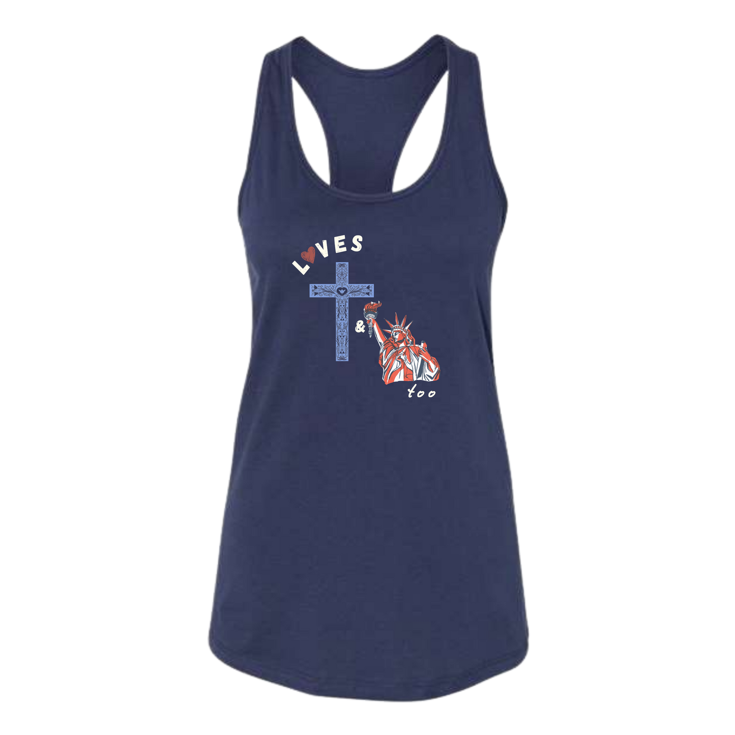 Loves Jesus & America too - Bella+Canvas - Women's Jersey Racerback Tank