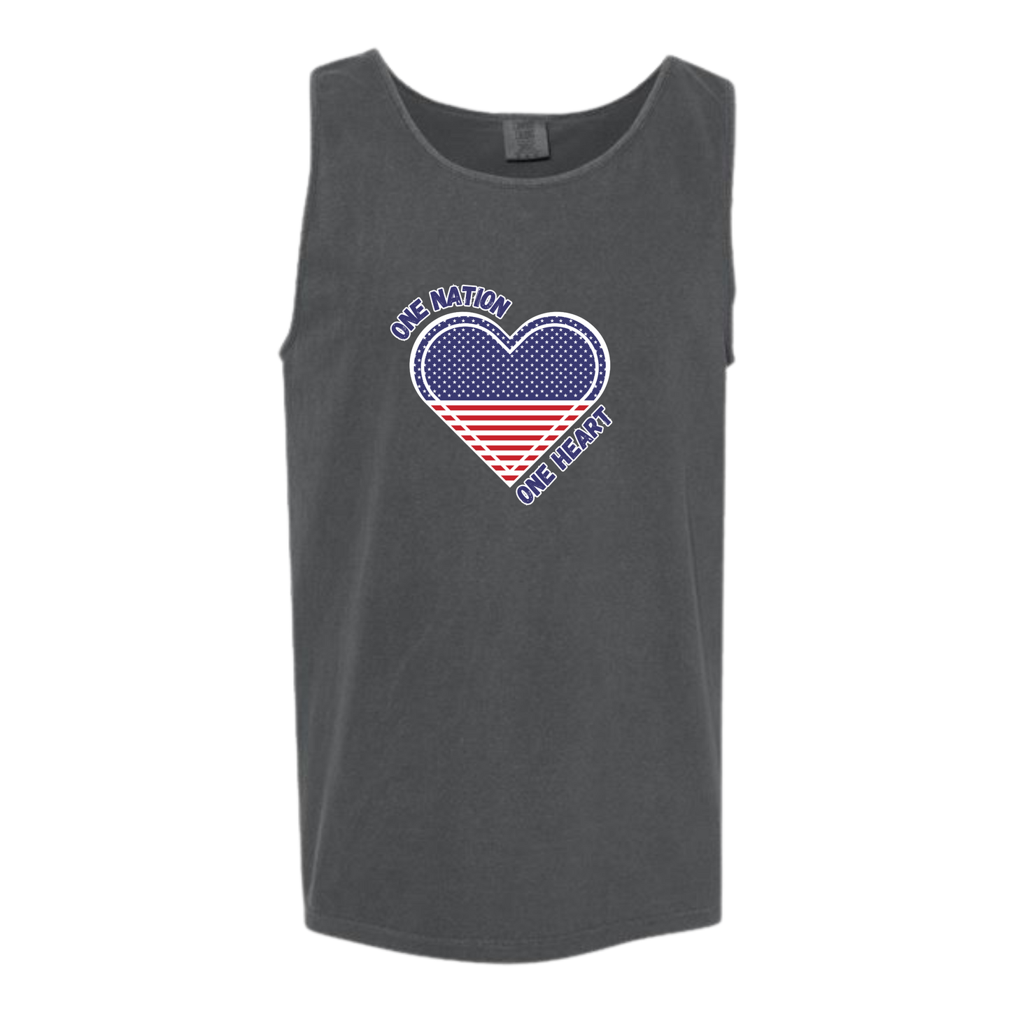 One Nation One Heart - Comfort Colors - Unisex Tank - Neutral Colors & Blues