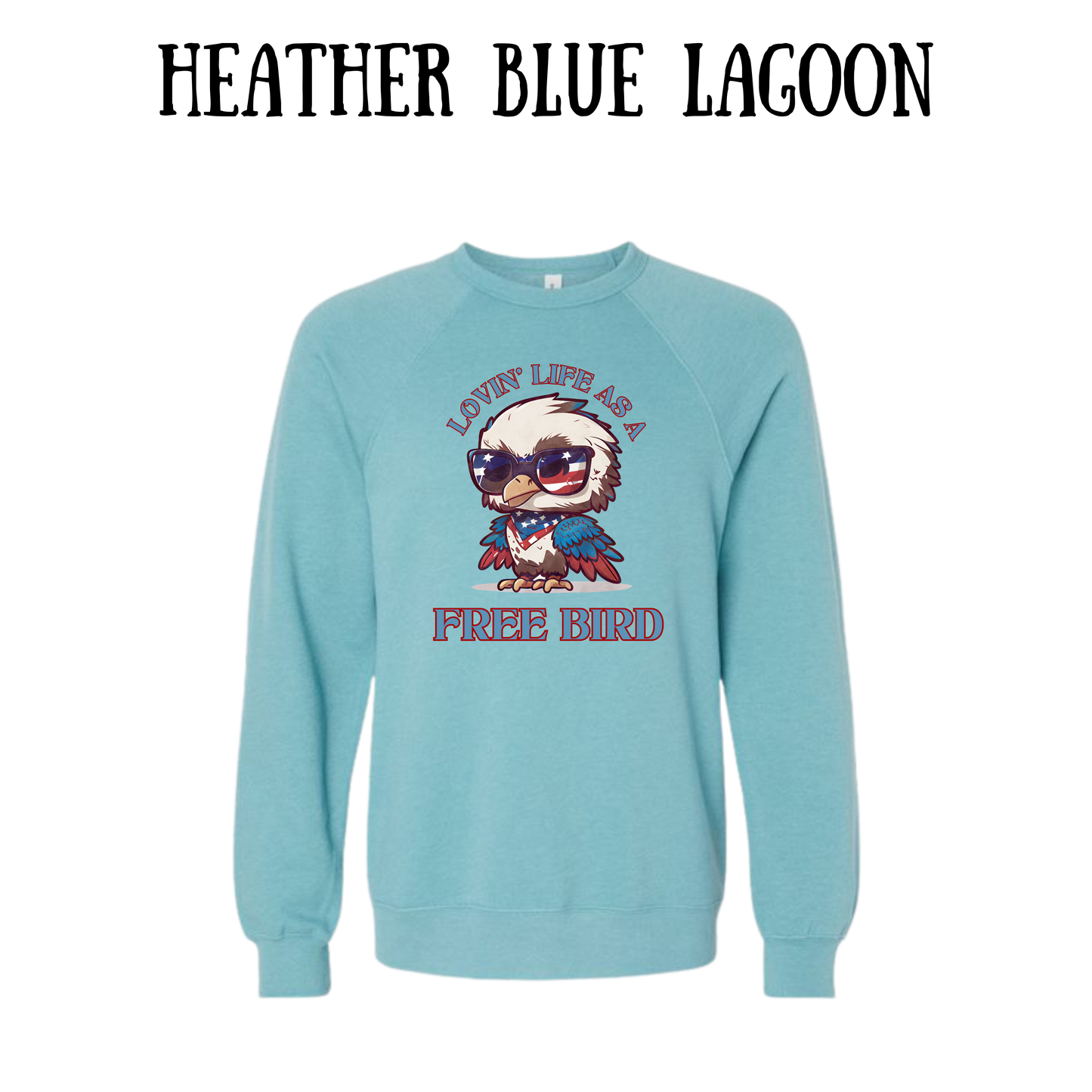 PP - Lovin' Life As A Free Bird - Sponge Fleece Raglan Sweatshirt - Blues, Purples