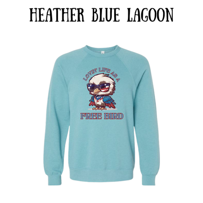 PP - Lovin' Life As A Free Bird - Sponge Fleece Raglan Sweatshirt - Blues, Purples