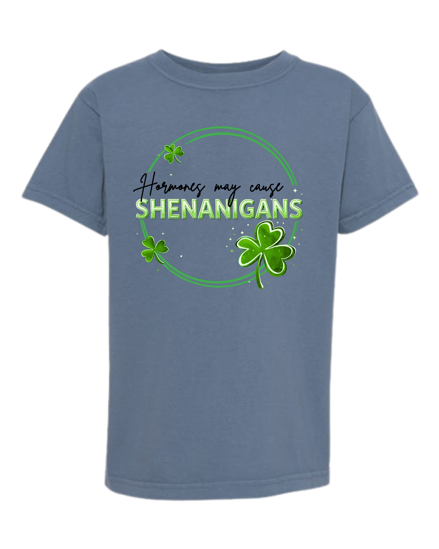 Hormones May Cause Shenanigans - Comfort Colors - Heavyweight Youth Tee - Neutral Colors & Blues