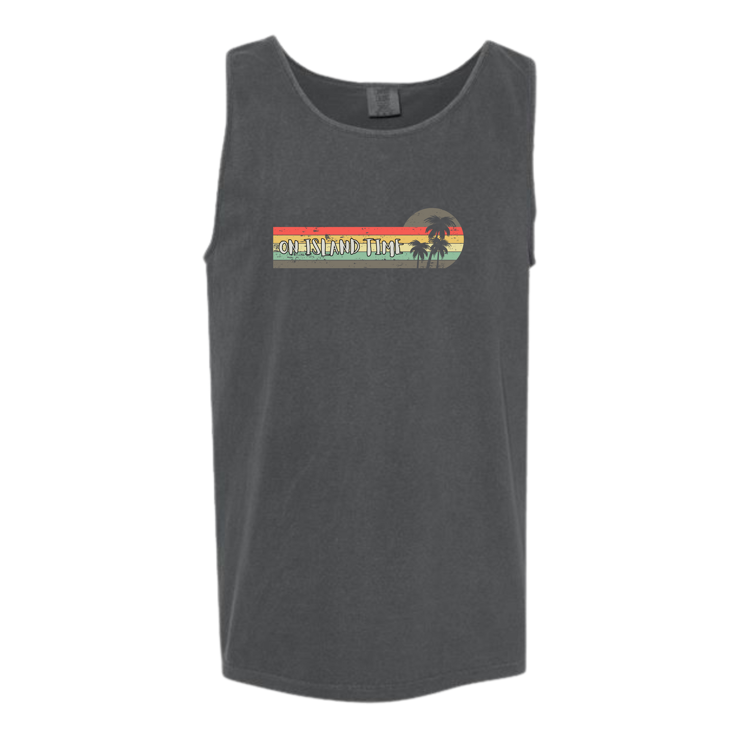 On Island Time - Comfort Colors - Unisex Tank - Neutral Colors & Blues