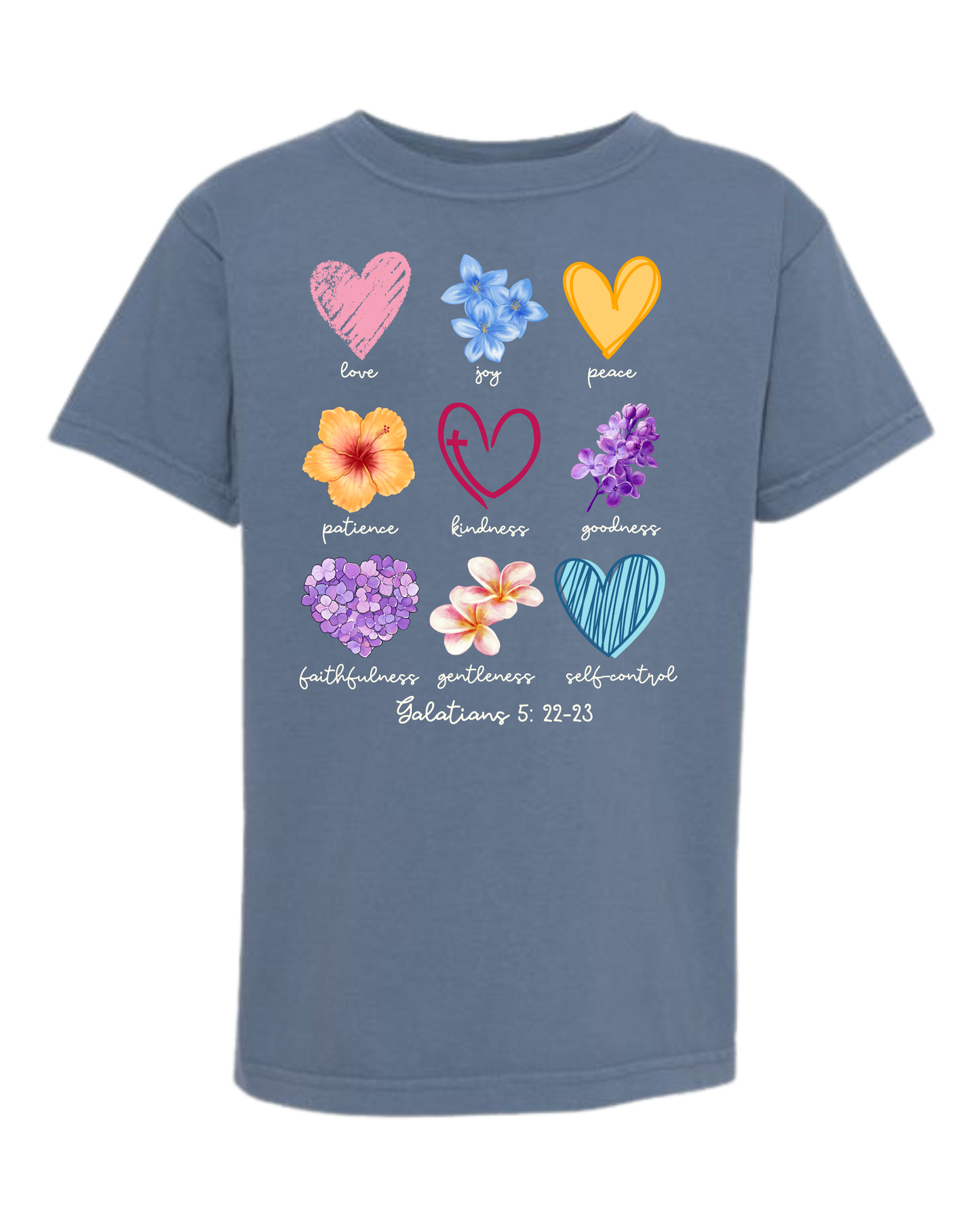 Galatians 5 - Spring - Comfort Colors - Heavyweight Youth Tee - Neutral Colors & Blues