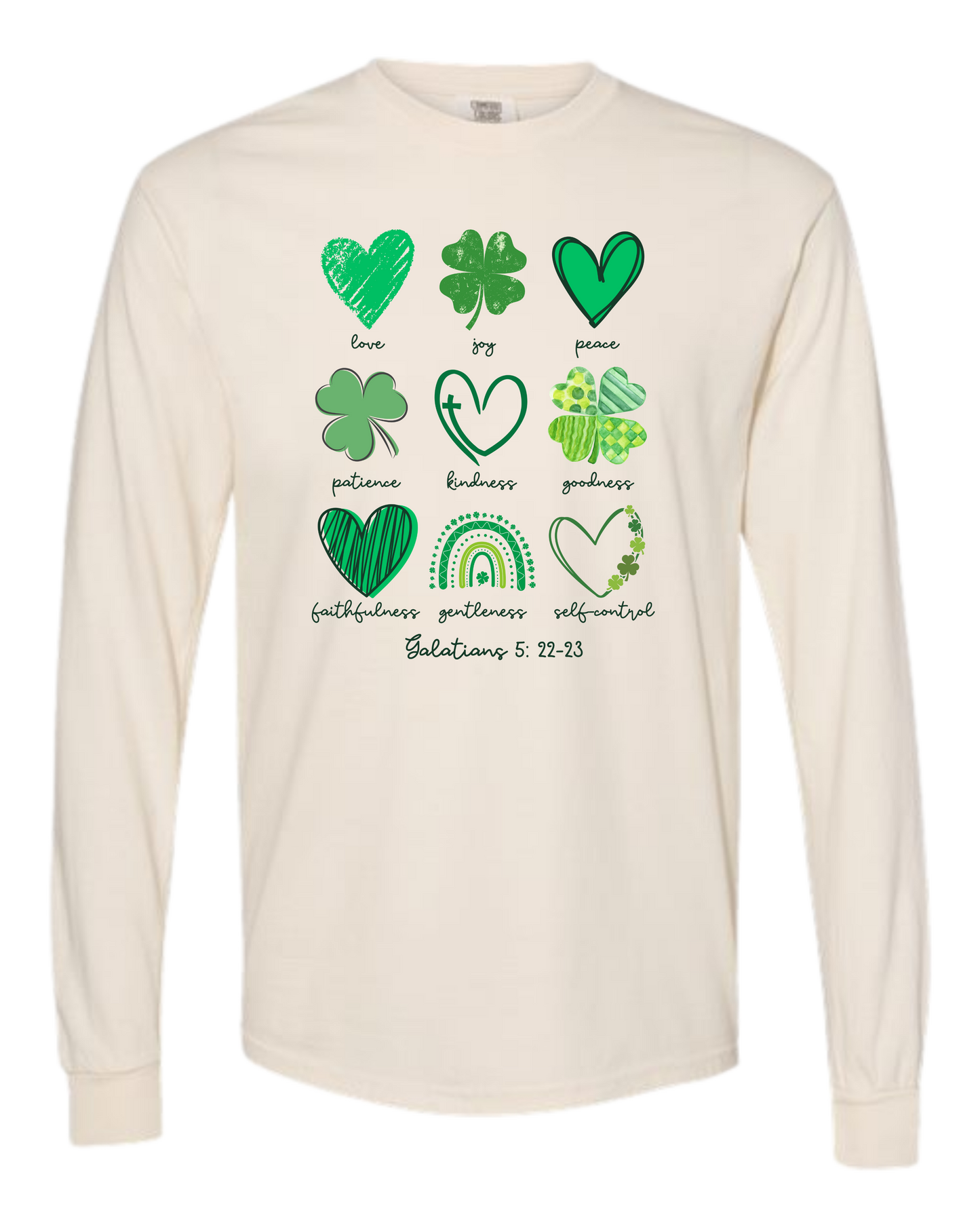 Galatians 5 - St Patrick's Day - Comfort Colors - Heavyweight Long Sleeve Tee - Neutral Colors