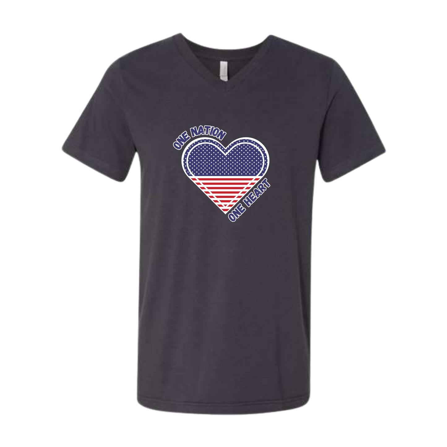 One Nation One Heart - Bella+Canvas - Unisex V-Neck - Neutral Colors