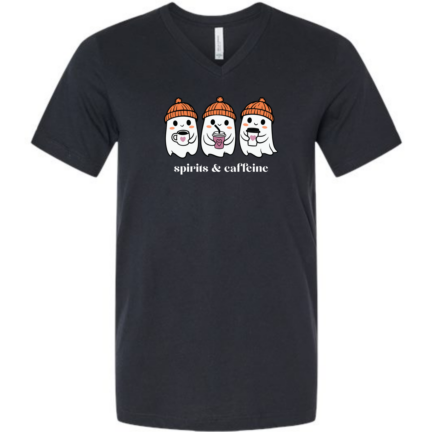 Spirits & Caffeine - Unisex V-Neck - Neutral Colors