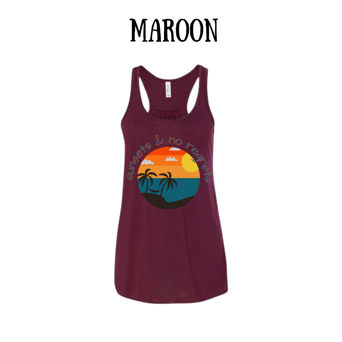 VP - Sunsets & No Regrets - Women's Flowy Racerback Tank