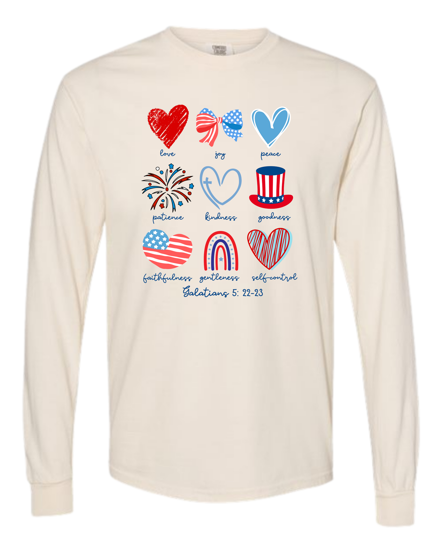 Galatians 5 - Patriotic - Comfort Colors - Heavyweight Long Sleeve Tee - Neutral Colors