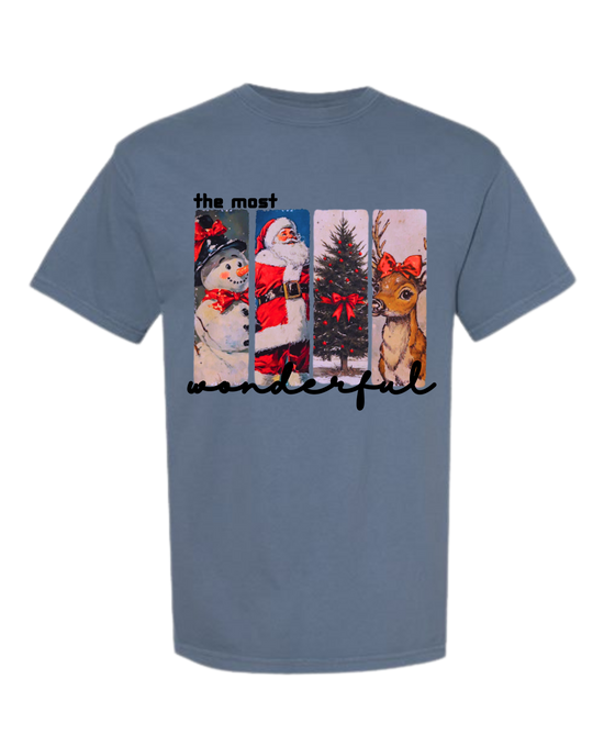 Vintage Christmas - Comfort Colors - Heavyweight Unisex Tee - Blues