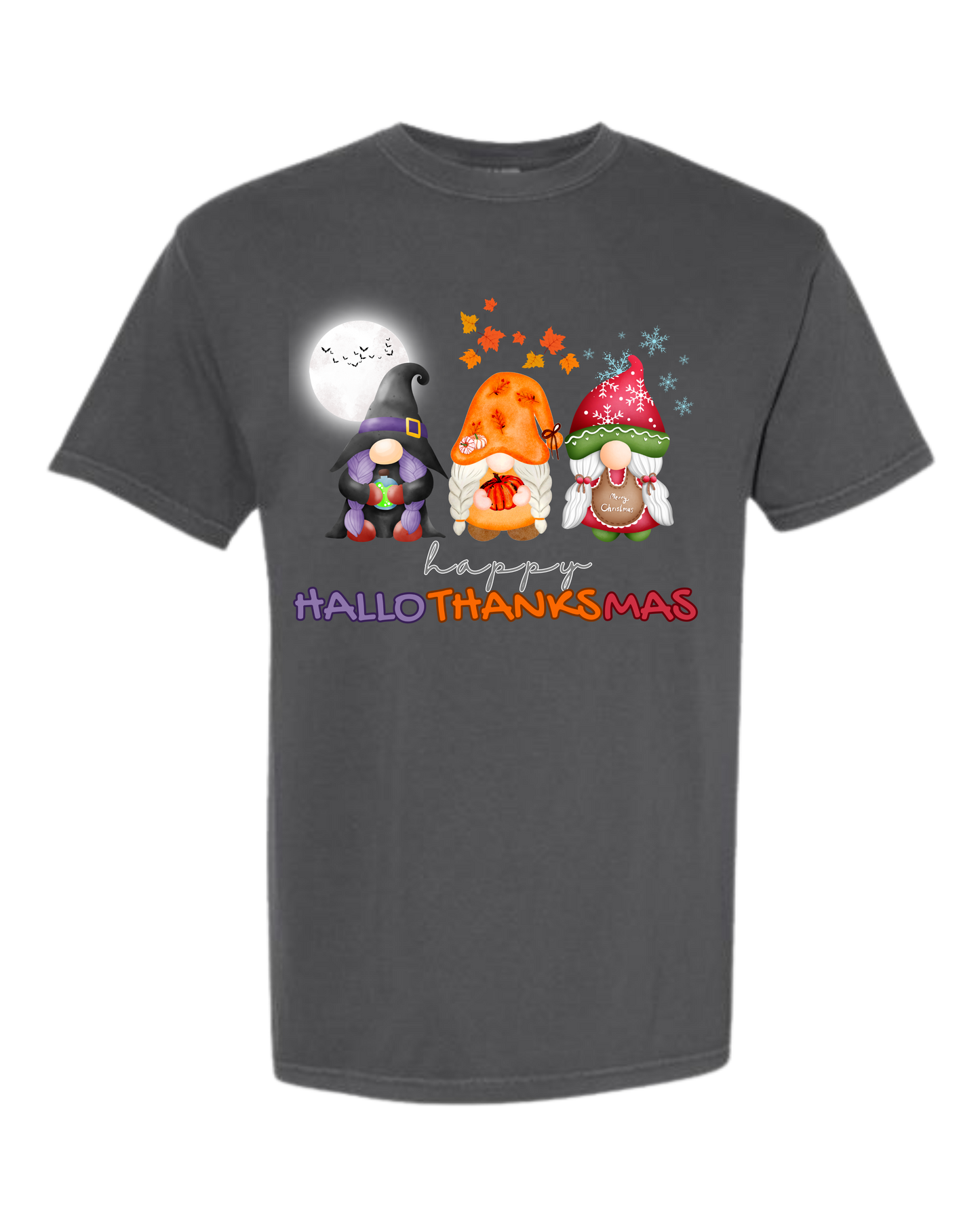 Happy HalloThanksMas Gnomes- Comfort Colors - Heavyweight Unisex Tee - Neutrals