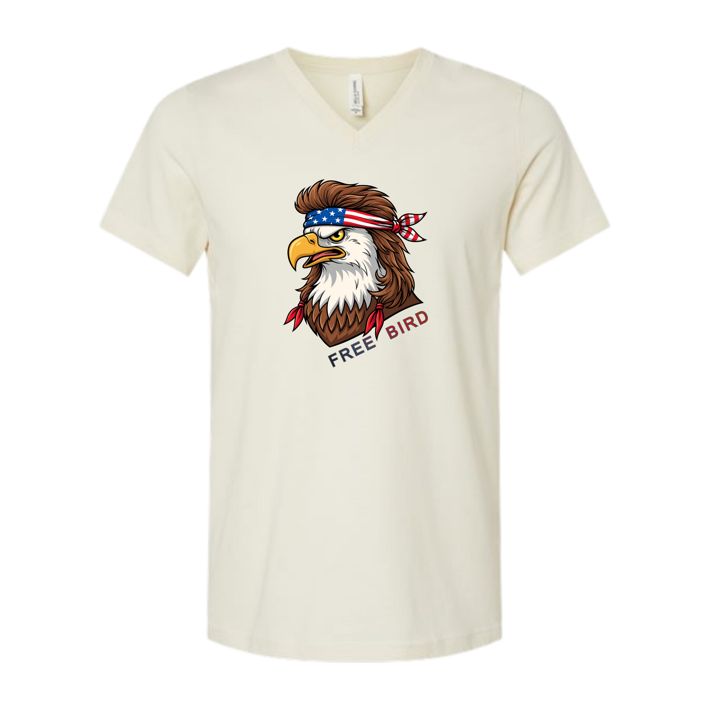 Rockin Free Bird - Bella+Canvas - Unisex V-Neck - Neutral Colors