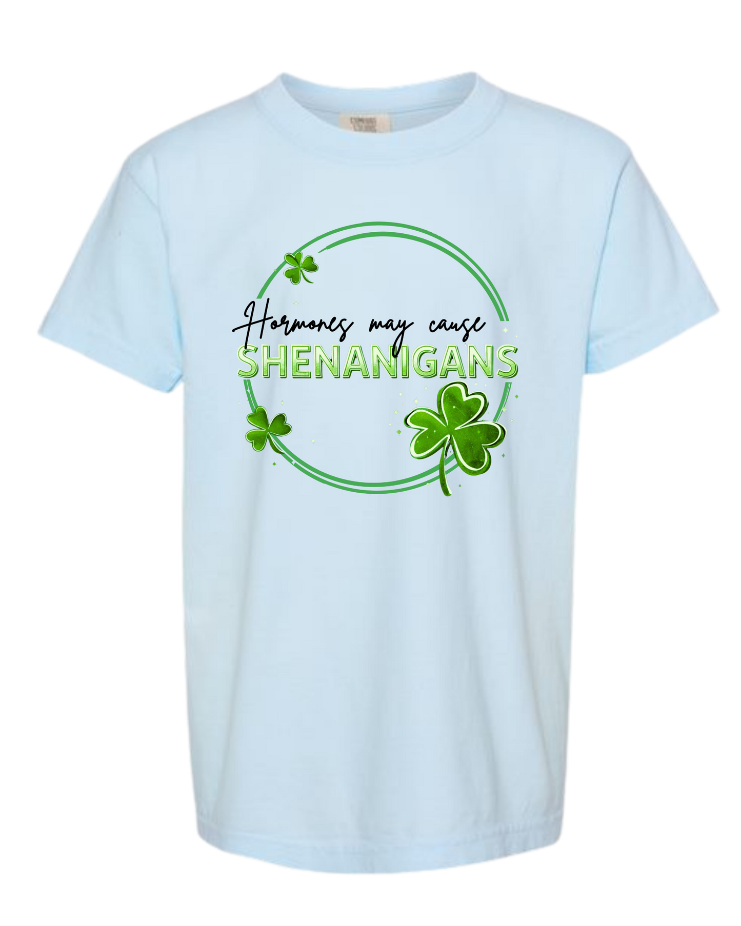 Hormones May Cause Shenanigans - Comfort Colors - Heavyweight Youth Tee - Neutral Colors & Blues
