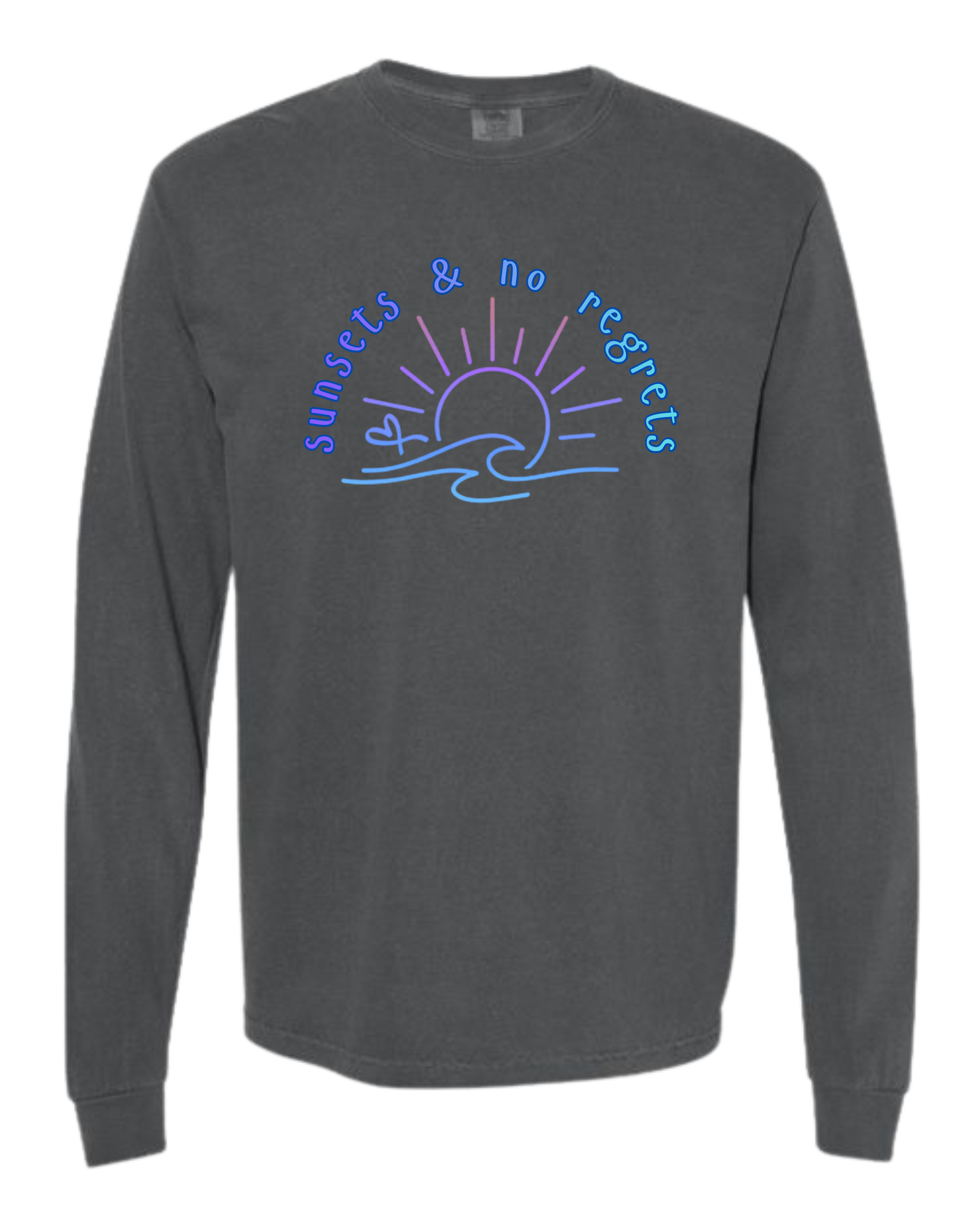 Sunsets & No Regrets - Comfort Colors - Heavyweight Long Sleeve Tee - Neutral Colors