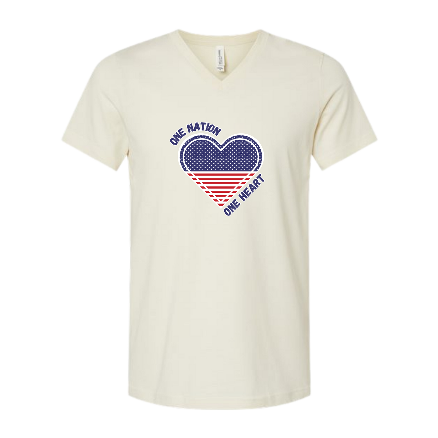 One Nation One Heart - Bella+Canvas - Unisex V-Neck - Neutral Colors