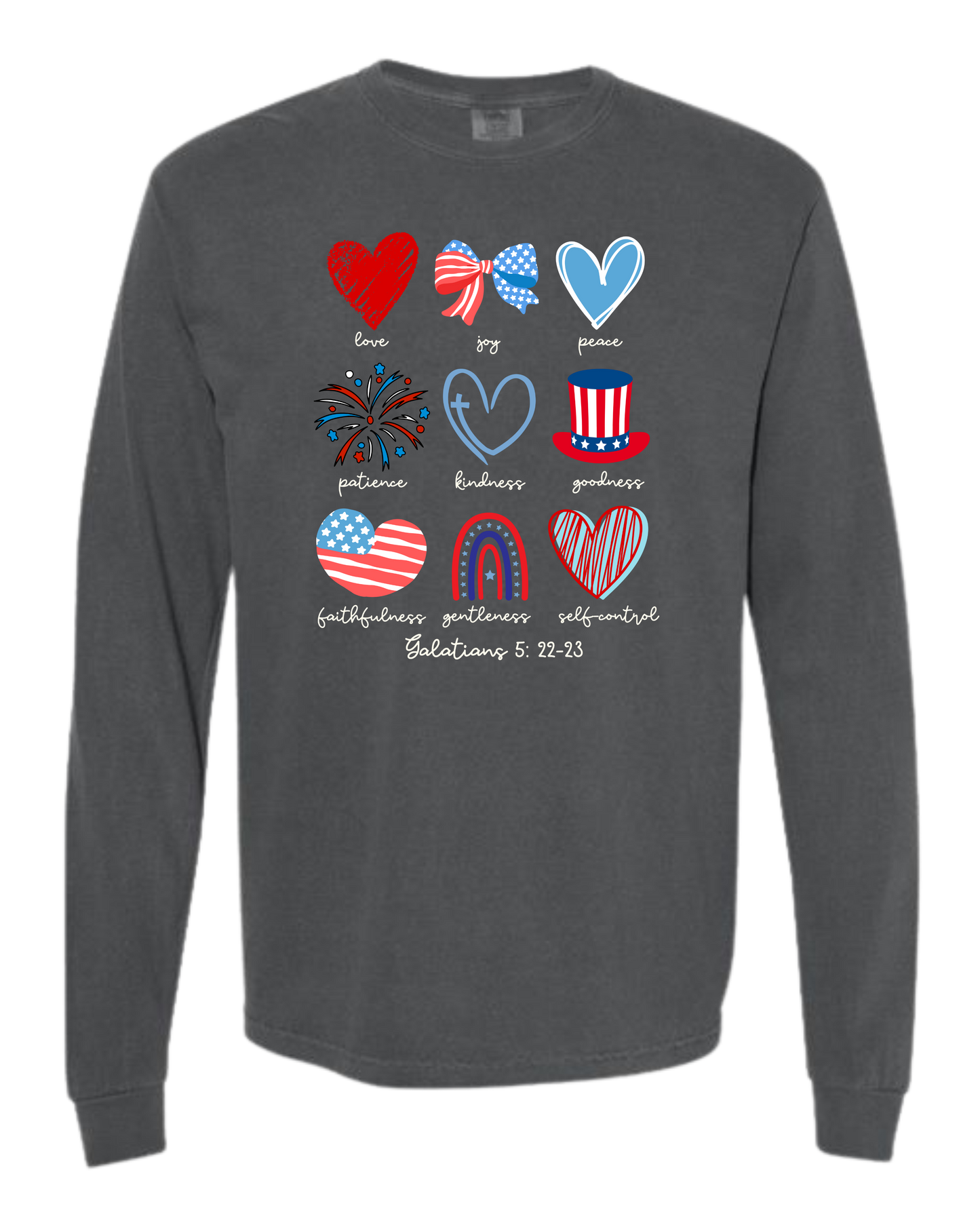 Galatians 5 - Patriotic - Comfort Colors - Heavyweight Long Sleeve Tee - Neutral Colors