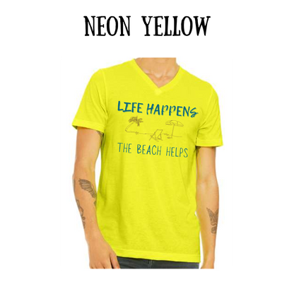 VP - Life Happens the Beach Helps - Unisex V-Neck
