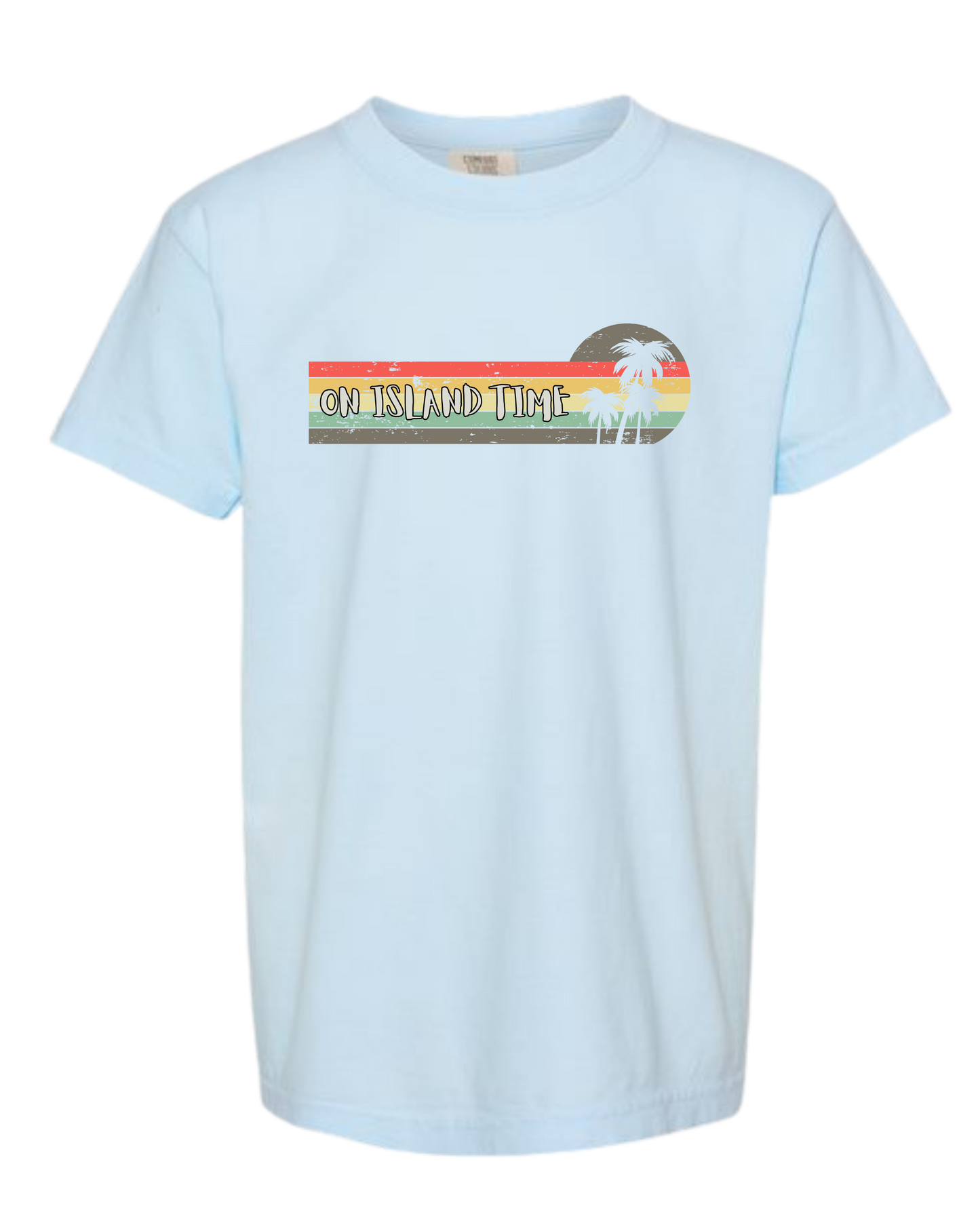 On Island Time - Comfort Colors - Heavyweight Youth Tee - Neutral Colors & Blues