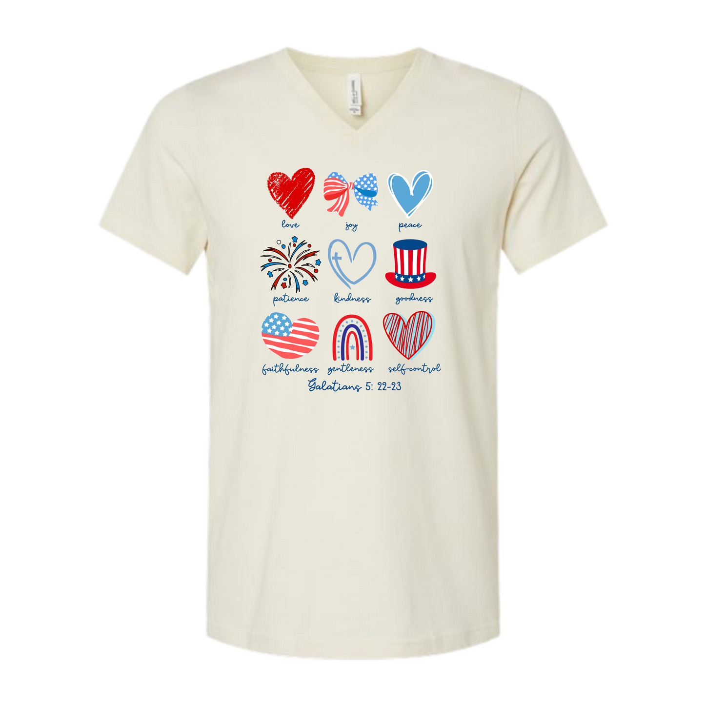 Galatians 5 - Patriotic - Bella+Canvas - Unisex V-Neck - Neutral Colors