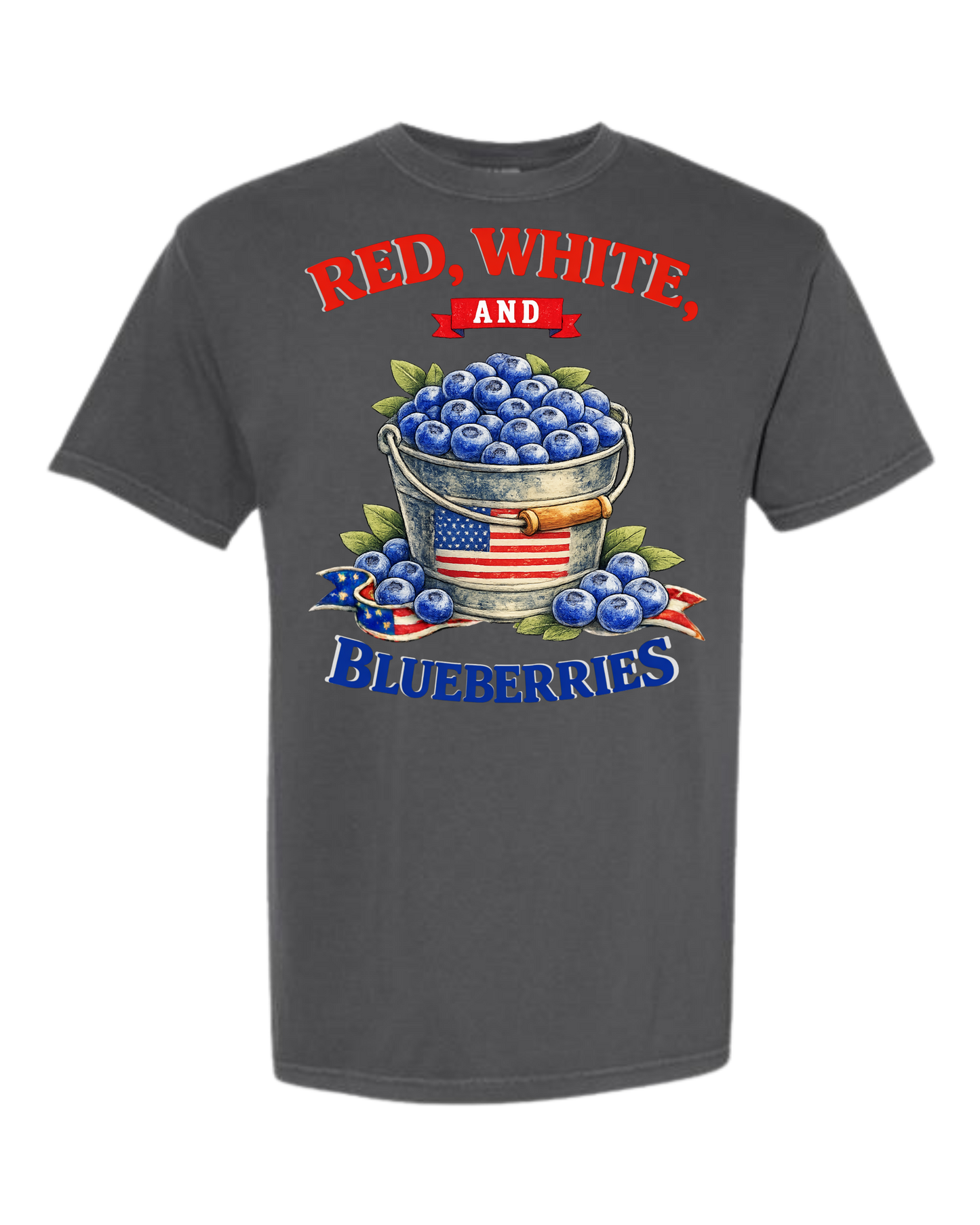 Red, White, And Blueberries - Comfort Colors - Heavyweight Unisex Tee - Neutral Colors