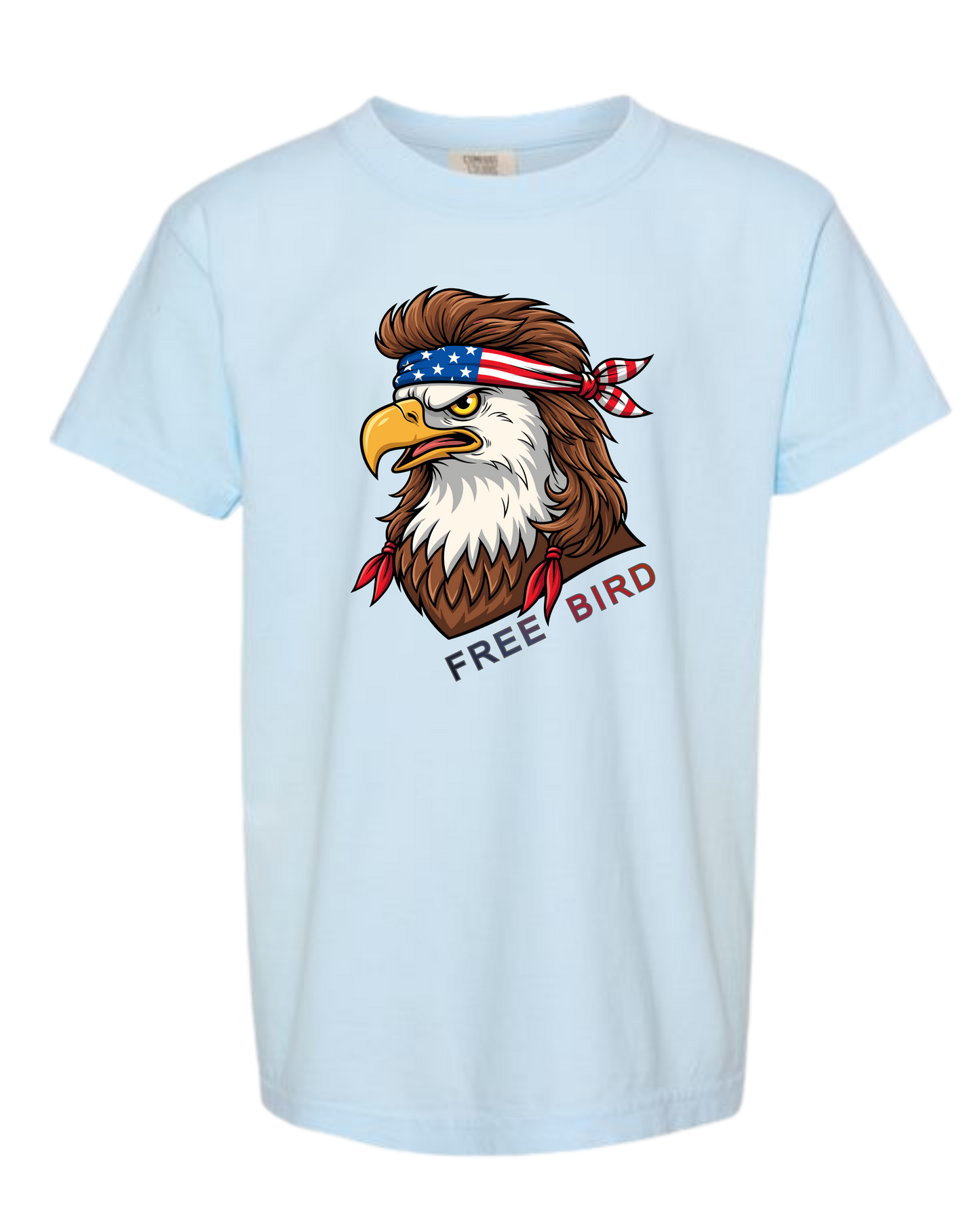 Rockin Free Bird - Comfort Colors - Heavyweight Youth Tee - Neutral Colors & Blues
